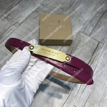 Replica Burberry Brass Plaque Buckle Embossed Bridle Leather Belt Purple