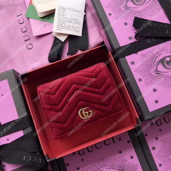 Replica Gucci GG Marmont Card Case Velvet Maroon