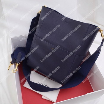 Replica Celine Sangle Bucket Bag In Soft Grained Calfskin Deep Blue