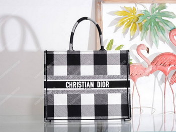 Replica Dior Book Tote In Off WhiteBlack Embroidered Canvas