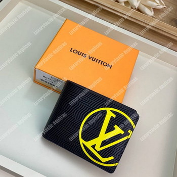 Replica LV Multiple Wallet Epi Leather Yellow LV Initials