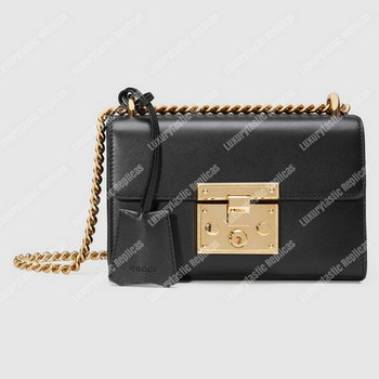 Replica Gucci Padlock Small Leather Shoulder Bag Black
