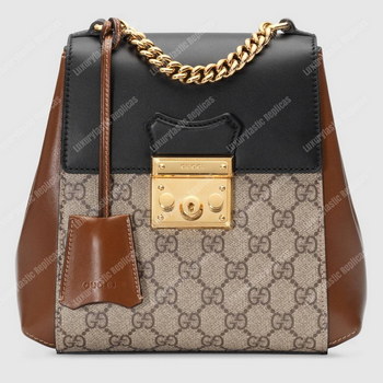 Replica Gucci Padlock GG Supreme Backpack BeigeEbony