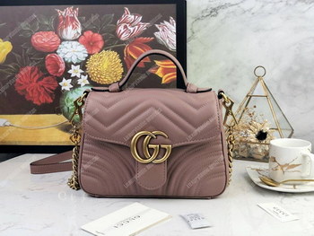 Replica Gucci GG Marmont Mini Top Handle Bag Dusty Pink