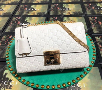 Replica Gucci Padlock Medium Signature Shoulder Bag White