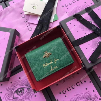 Replica Gucci Animalier Card Case Green with Bee