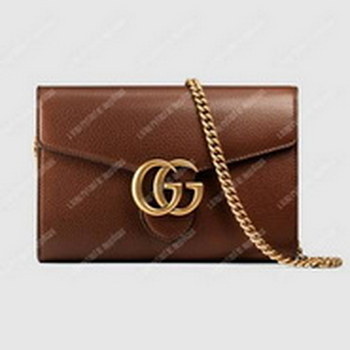 Replica Gucci GG Marmont Leather Mini Chain Bag Brown