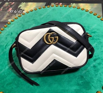 Replica Gucci GG Marmont Matelassé Mini Bag Black and White