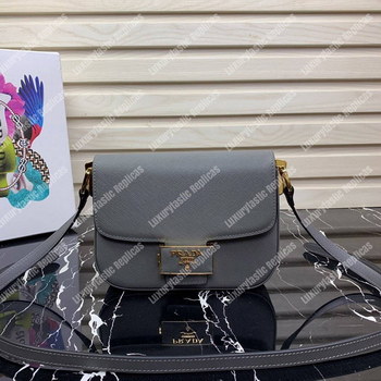 Replica Prada Emblème Saffiano Leather Bag Grey