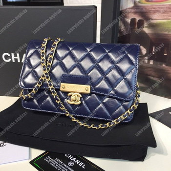 Replica Chanel Wallet On Chain – WOC Golden Class Calfskin Dark Blue