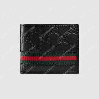 Replica Gucci Guccissima Web Bi Fold Wallet Black