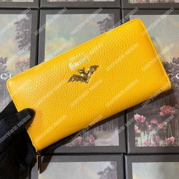 Replica Gucci Garden Leather Zip Around Wallet Yellow with Bat