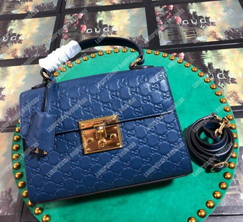 Replica Gucci Padlock Small Signature Top Handle Bag Blue