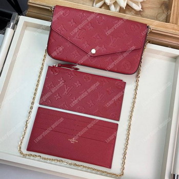 Replica LV Pochette Felicie Monogram Empreinte Leather Cerise