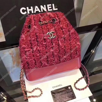 Replica Chanel Small Tweed Gabrielle Hobo Backpack Red