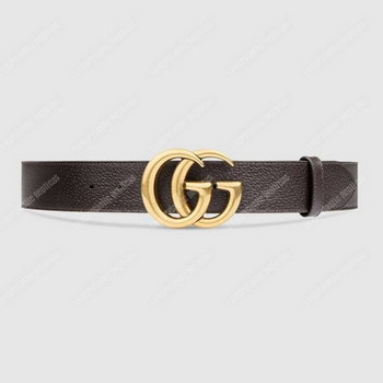 Replica Gucci Brown Leather Belt with Double G Buckle
