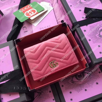 Replica Gucci GG Marmont Card Case Velvet Pink