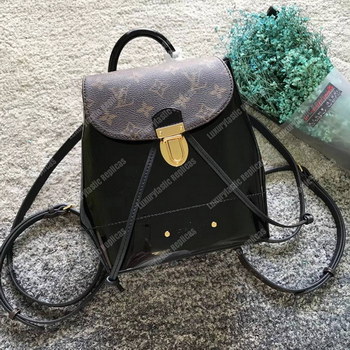 Replica LV Hot Springs Backpack Patent Leather Black