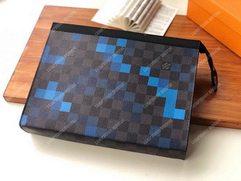 Replica LV Pochette Voyage MM Pixel Monogram Blue