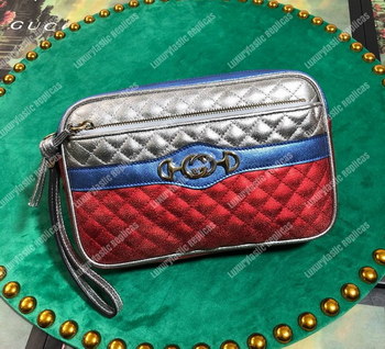 Replica Gucci Zumi Clutch Metallic RedSilver
