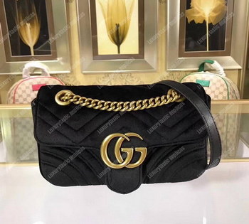 Replica Gucci GG Marmont Mini Bag Black Velvet