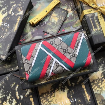 Replica Gucci Chevron Supreme Zip Around Leather Wallet Brown