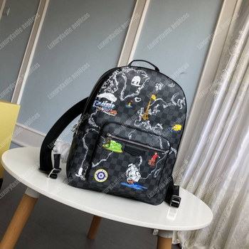 Replica LV Josh Backpack Damier Graphite Canvas World Map Print