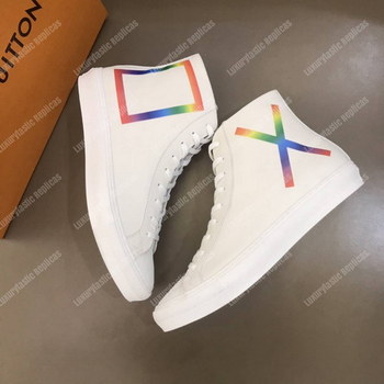 Replica LV Tattoo Sneaker Boot Rainbow Rectangle White