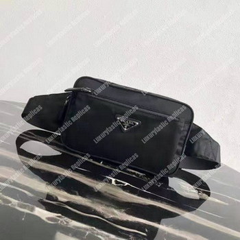 Replica Prada Nylon And Leather Belt Bag Black