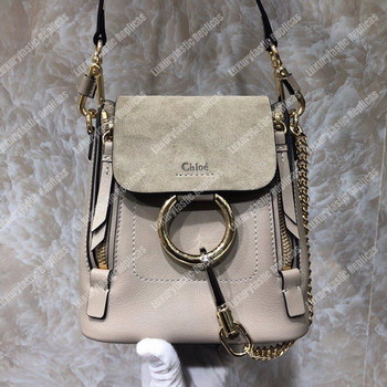 Replica Chloe Mini Faye Backpack In Smooth And Suede Calfskin Grey