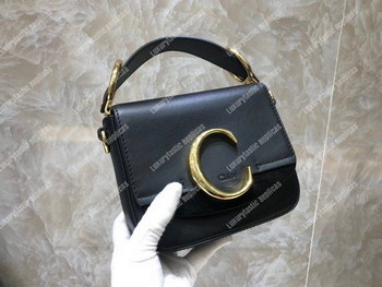 Replica Chloe Mini Chloe C Bag In Shiny And Suede Calfskin Black