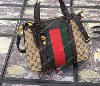 Replica Gucci Rania Convertible Top Handle Bag Web GG Canvas Small