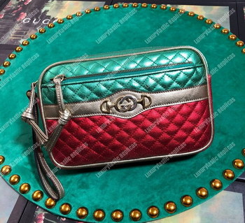 Replica Gucci Zumi Clutch Metallic RedGreen