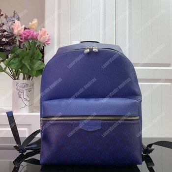 Replica LV Discovery Backpack PM Taiga Leather Monogram Cobalt