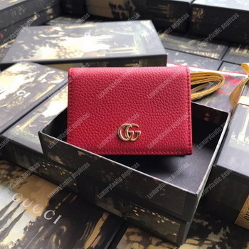 Replica Gucci Leather Card Case Wallet Hibiscus Red