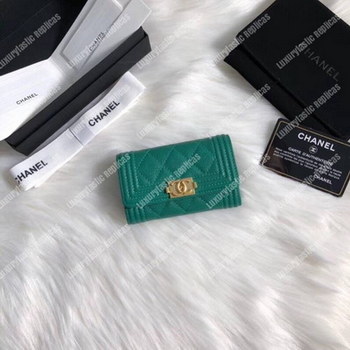 Replica Chanel Boy Small Flap Wallet Green