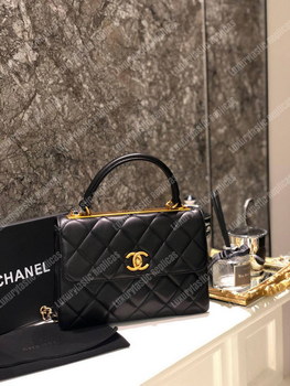 Replica Chanel Small Flap Bag With Top Handle Black Gold