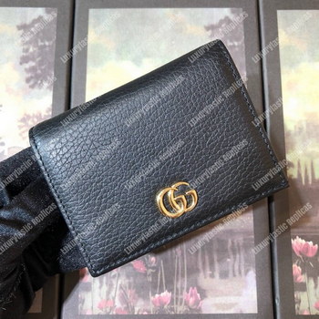 Replica Gucci Leather Card Case Black