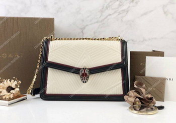 Replica BVL Serpenti Diamond Blast Shoulder Framed Quilted Nappa Bag White Agate