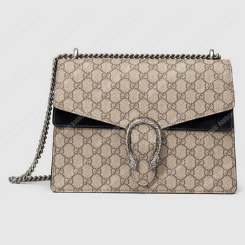 Replica Gucci Dionysus GG Supreme Shoulder Bag Beige Black