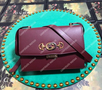 Replica Gucci Zumi Smooth Leather Small Shoulder Bag Burgundy
