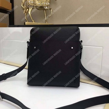 Replica LV Pochette Grigori Cowhide Leather Black