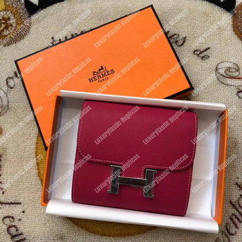Replica Hermes Constance Compact Wallet Epsom Fuschia Palladium Plated