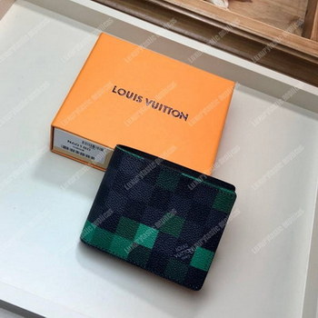 Replica LV Slender Wallet Damier Graphite Pixel Green