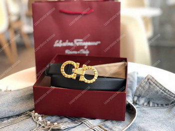 Replica Salvatore Ferragamo Adjustable Gancini Belt Black
