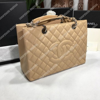Replica Chanel Large Shopping Tote Beige Silver Hardware