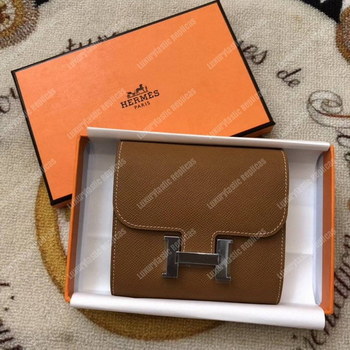 Replica Hermes Constance Compact Wallet Epsom Gold Palladium Plated