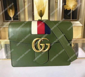 Replica Gucci GG Marmont Stylish Striped Canvas Bag Green