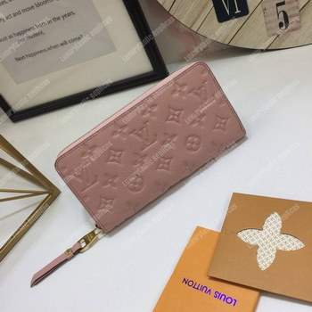 Replica LV Clemence Wallet Monogram Empreinte Leather Rose Ballerine Pink