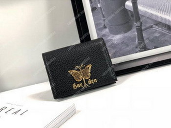 Replica Gucci Garden Leather Wallet Black with Butterfly
